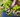 A hand gently tending to vibrant pink flowers and lush foliage in a blue round raised garden bed.