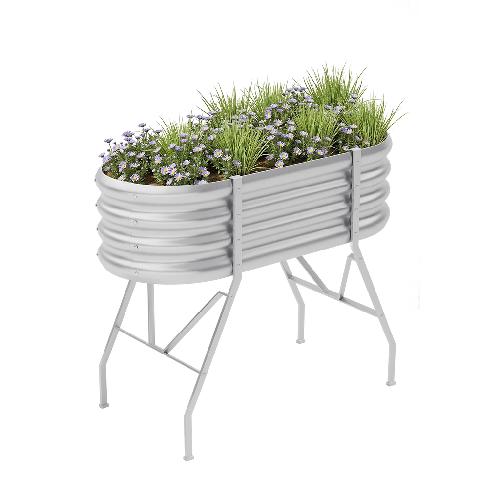 4x2x2.7ft Oval Galvanized Raised Garden Bed with Legs
