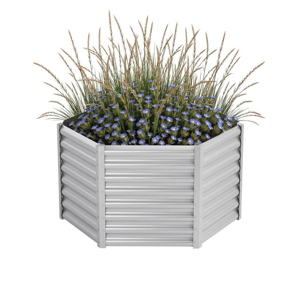 24'' Tall Hexagon 4.5x4.5x2ft Galvanized Raised Garden Beds-Side length 2.2ft