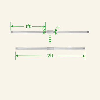 One-foot and two-foot bracing rods with center fasteners