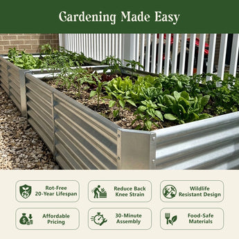 Land Guard 18" Tall 6' x 3' Rectangular galvanized metal raised garden bed with benefits for durability, easier gardening and quick assembly
