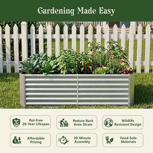 24" Tall 6' x 3' Rectangular Metal Raised Garden Bed