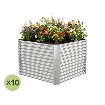Land Guard 10-pack 4x4 ft square raised garden beds, 36 inches tall, Starlight Silver