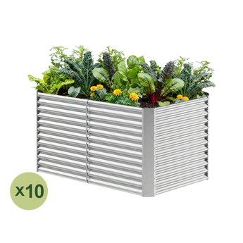 Land Guard 10-pack 6x3 ft rectangular raised garden beds, 36 inches tall, Starlight Silver