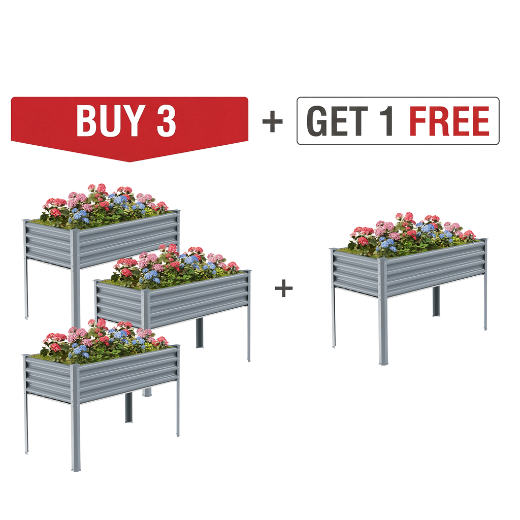 4-Pack 4x2x2.7ft Galvanized Raised Garden Bed with Legs