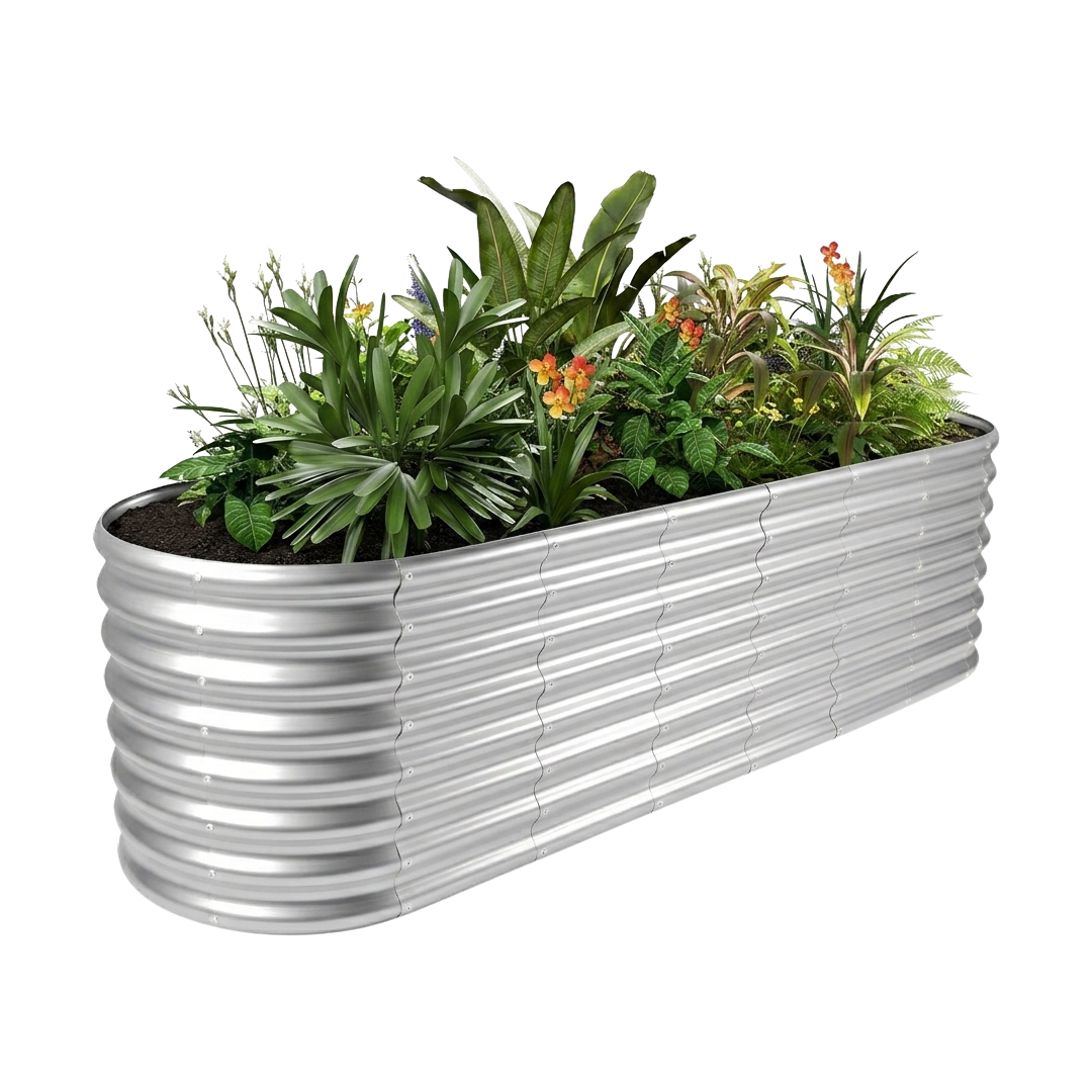 24" Tall Oval 8x2x2ft Galvanized Raised Garden Bed