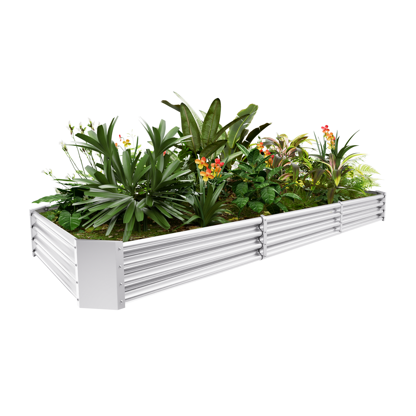 12" Tall Rectangular 12x4x1ft Galvanized Raised Garden Bed