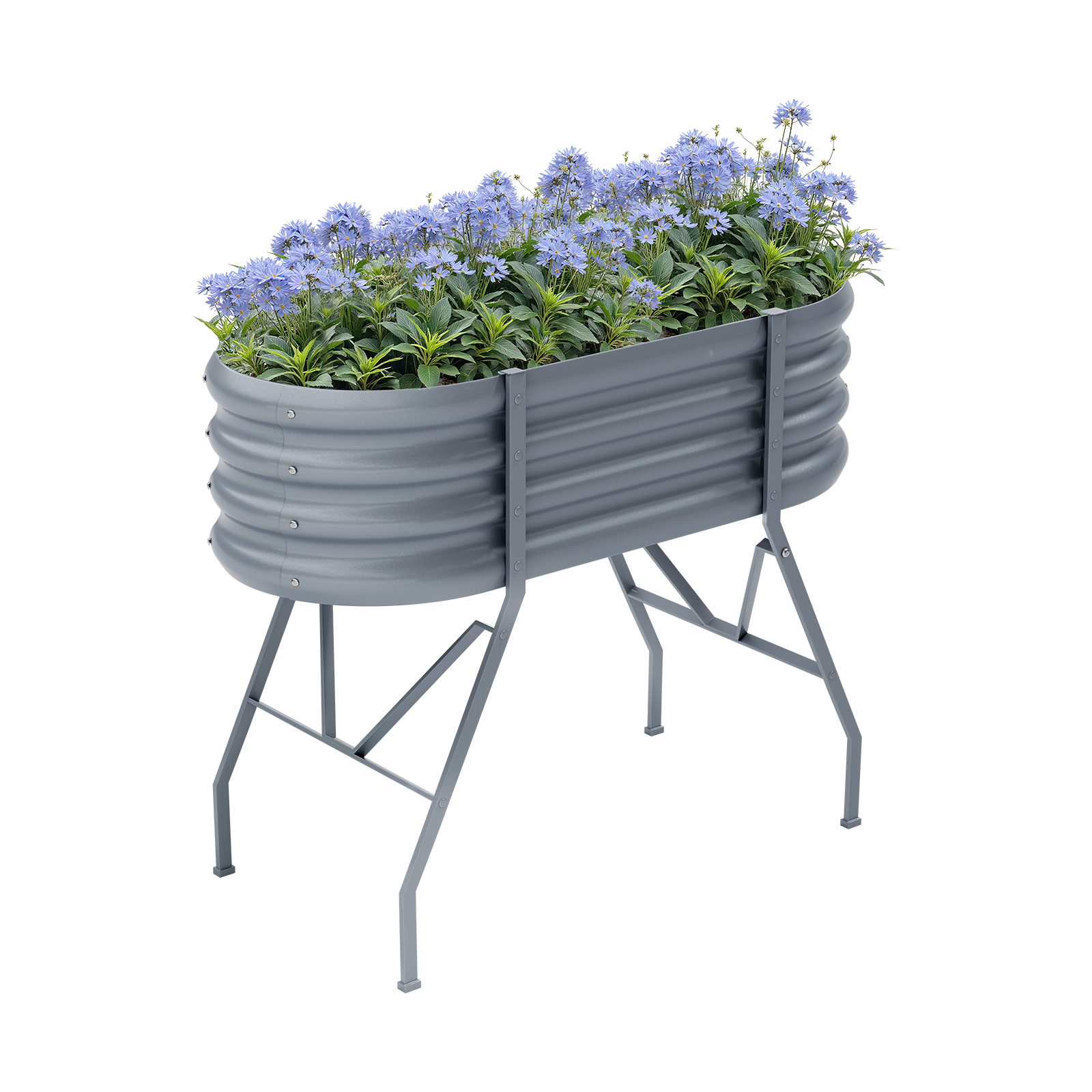 4x2x2.7ft Oval Galvanized Raised Garden Bed with Legs