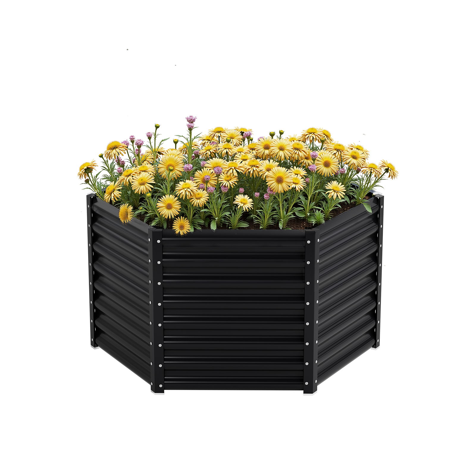 24'' Tall Hexagon 4.5x4.5x2ft Galvanized Raised Garden Beds-Side length 2.2ft