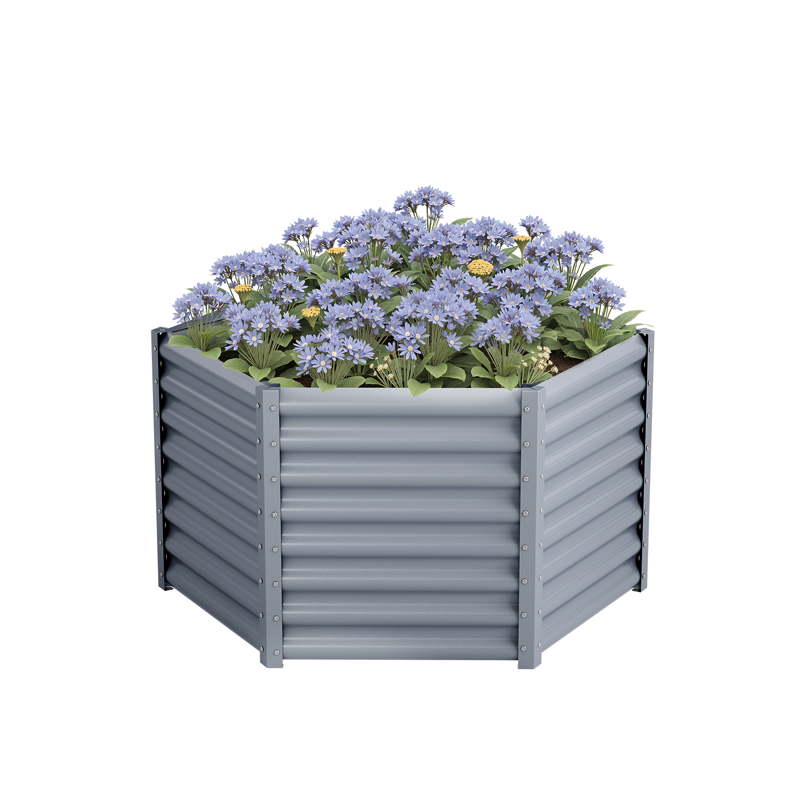 24'' Tall Hexagon 4.5x4.5x2ft Galvanized Raised Garden Beds-Side length 2.2ft