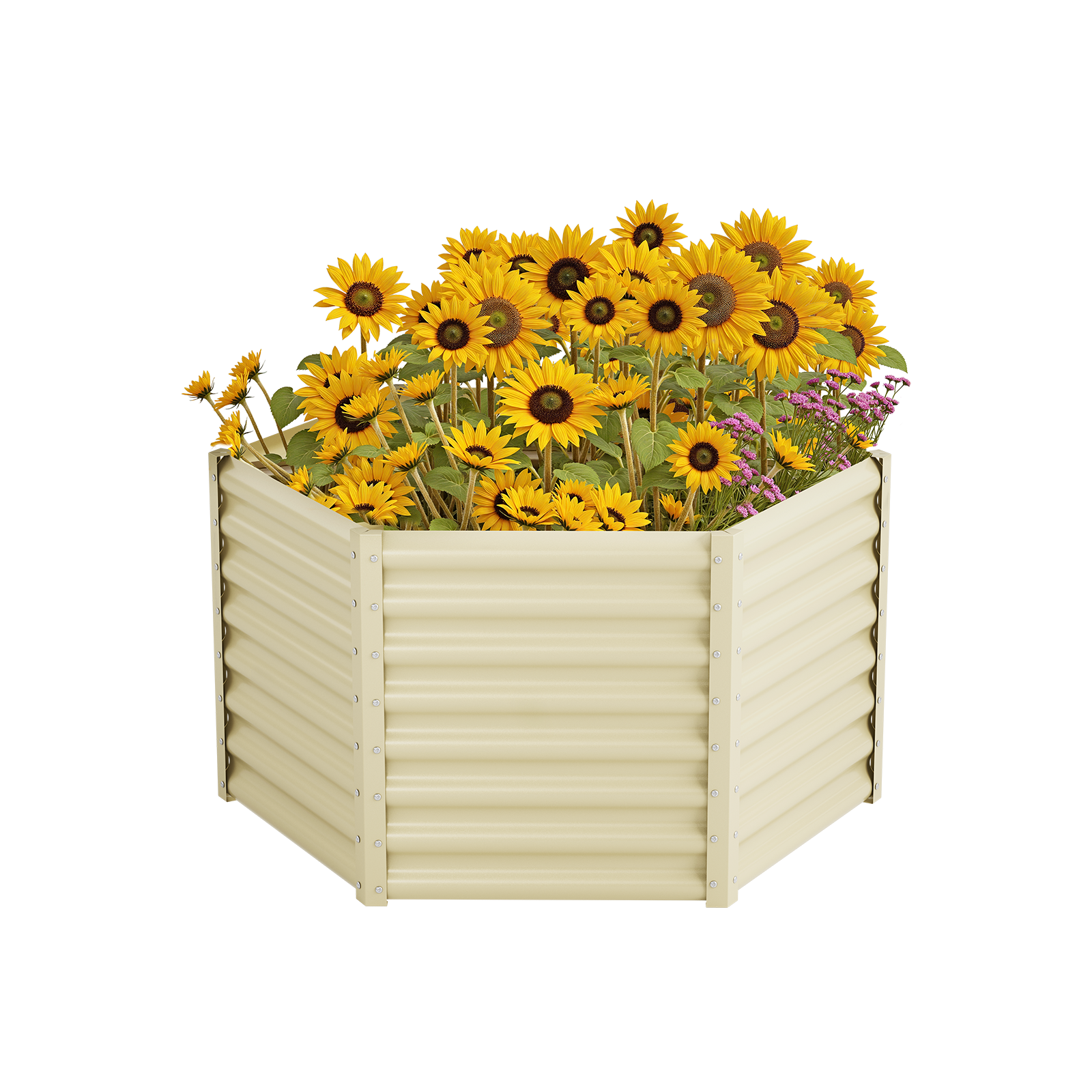 24'' Tall Hexagon 4.5x4.5x2ft Galvanized Raised Garden Beds-Side length 2.2ft