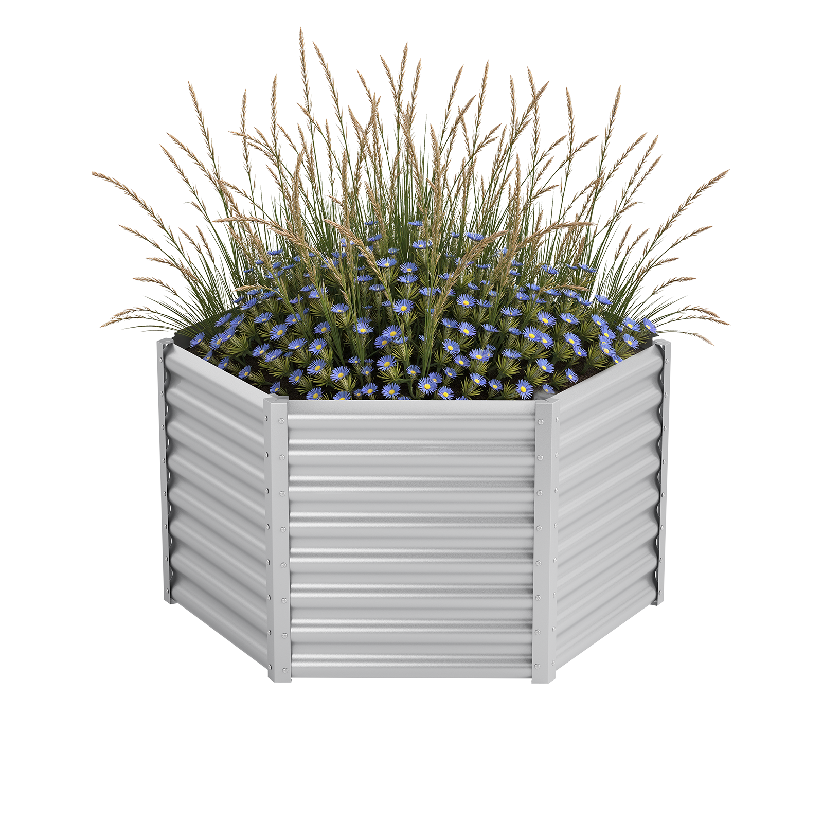 24'' Tall Hexagon 4.5x4.5x2ft Galvanized Raised Garden Beds-Side length 2.2ft