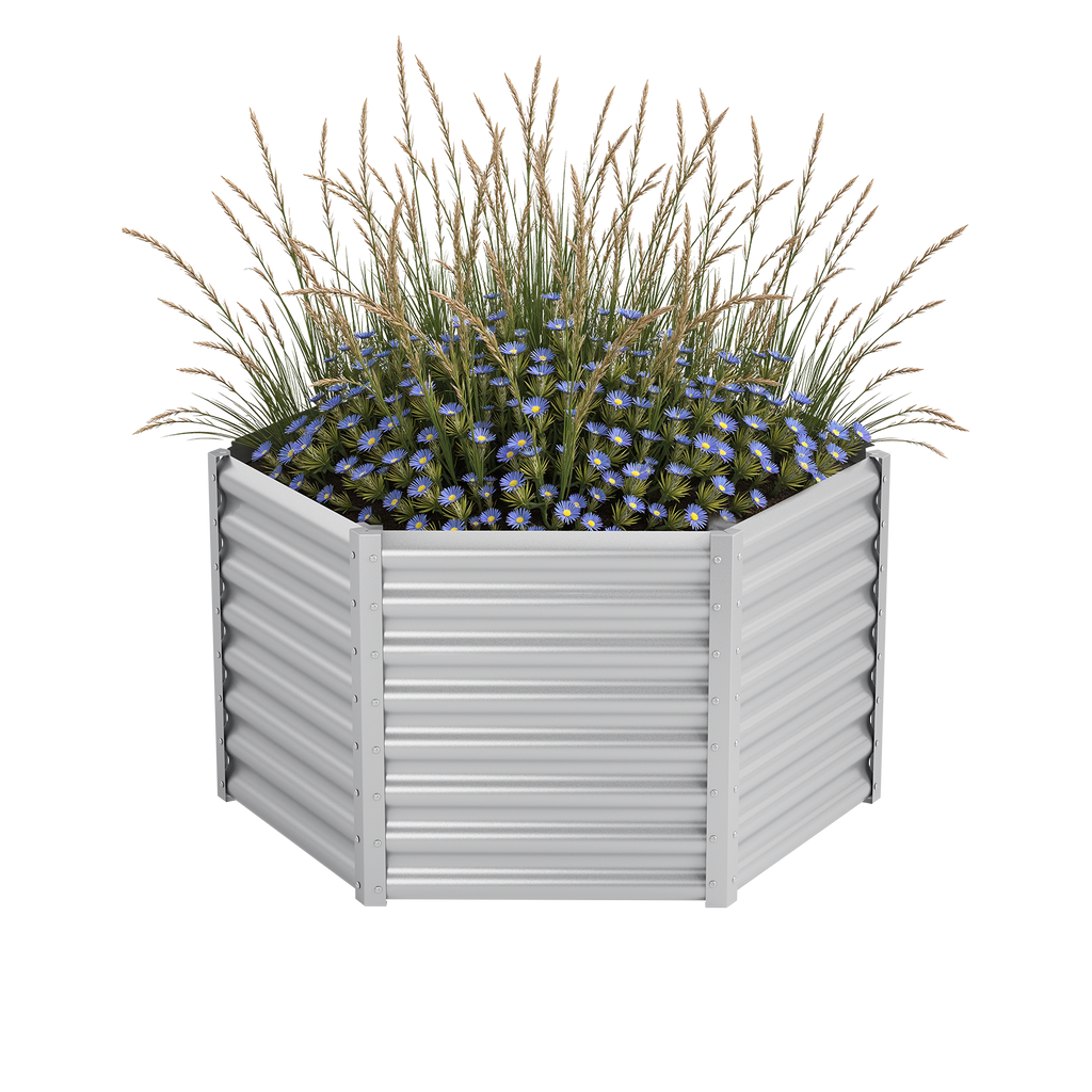 24'' Tall Hexagon 4.5x4.5x2ft Galvanized Raised Garden Beds-Side length 2.2ft