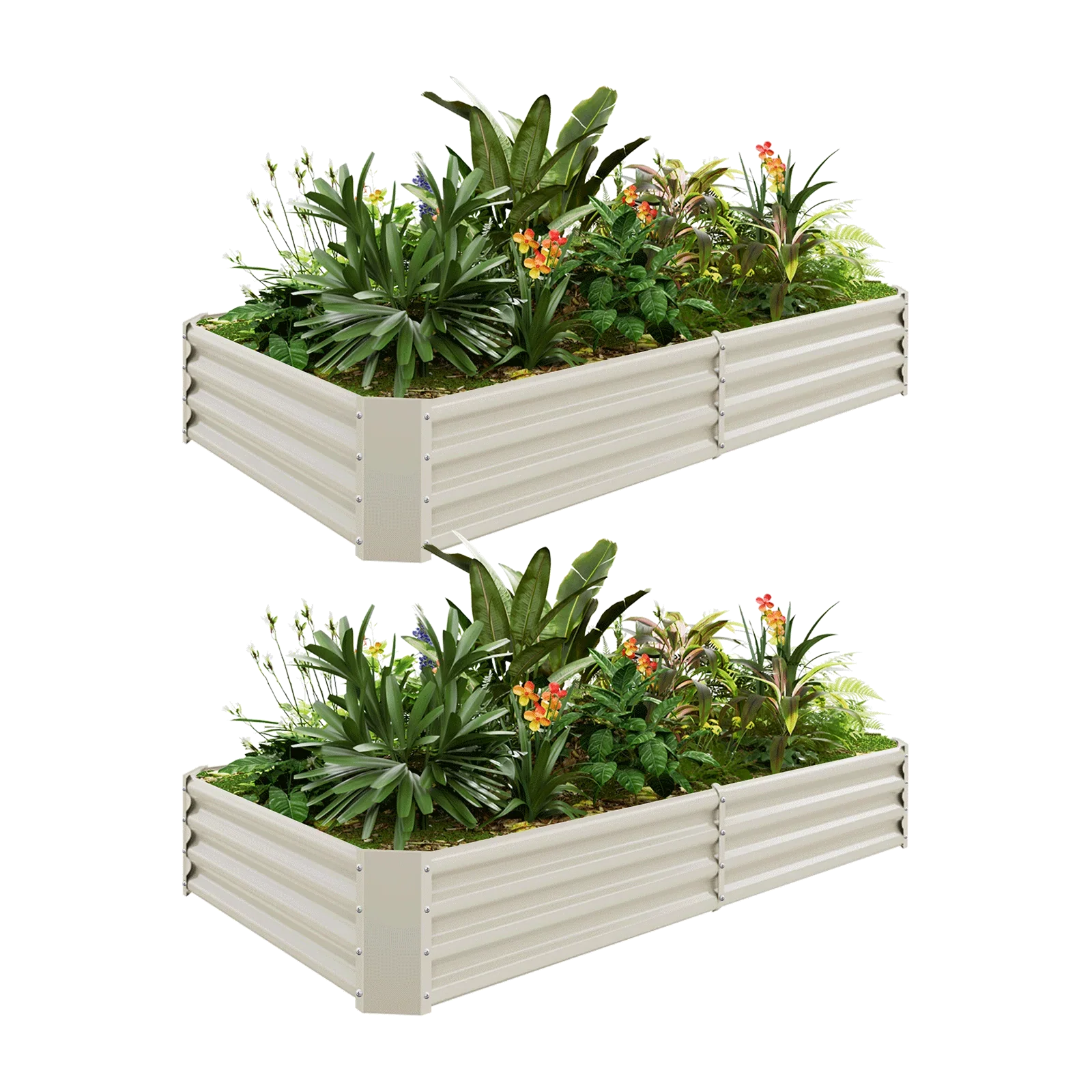 2-Pack 12" Tall Rectangular 6x3x1ft Galvanized Raised Garden Bed - Land Guard