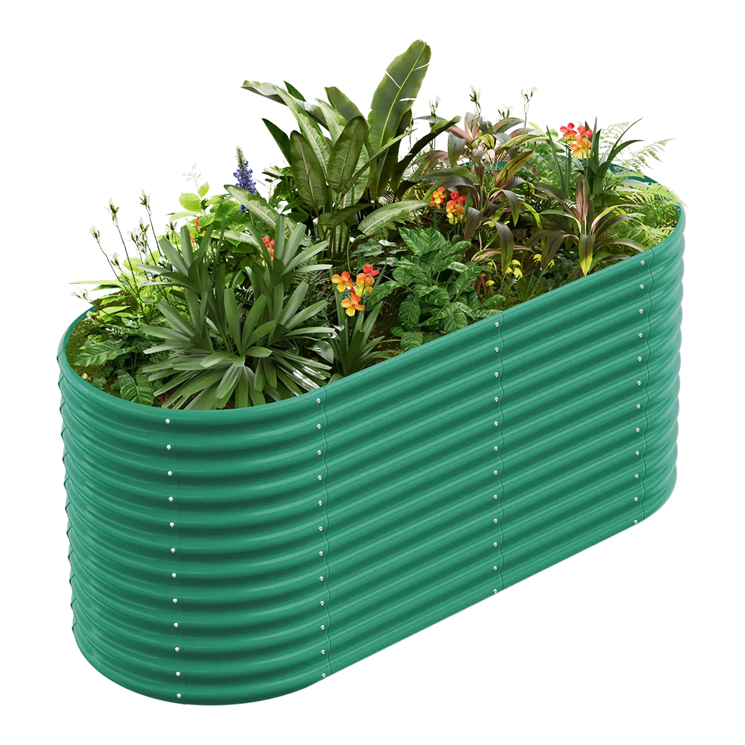 36" Tall Oval 6x3x3ft Galvanized Raised Garden Bed