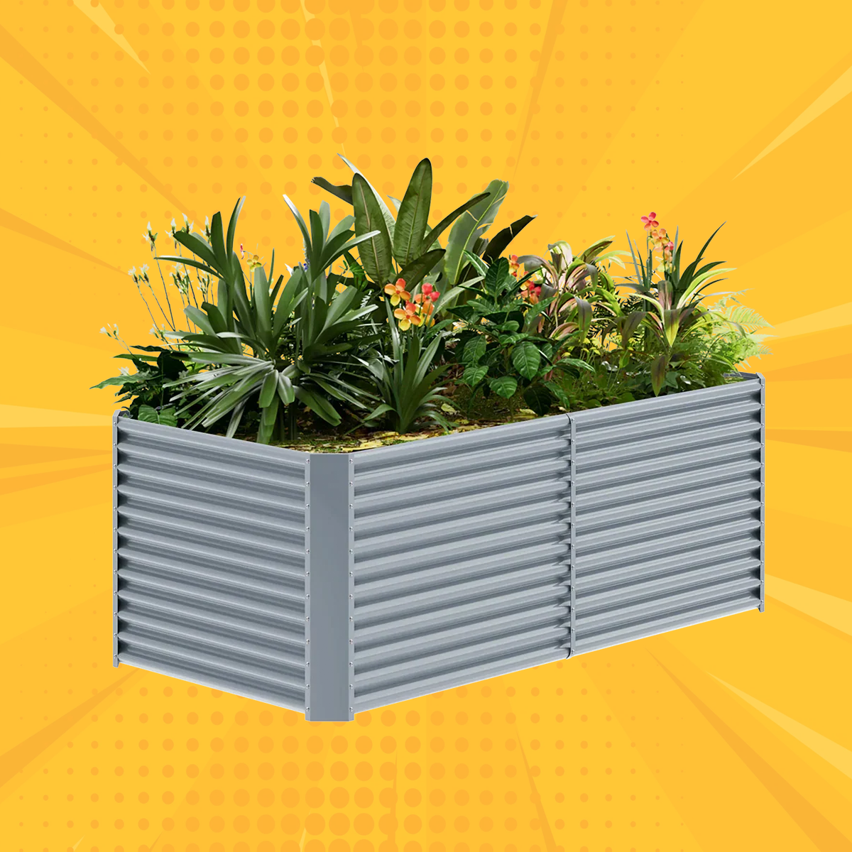 36" Tall Rectangular 8x4x3ft Galvanized Raised Garden Bed
