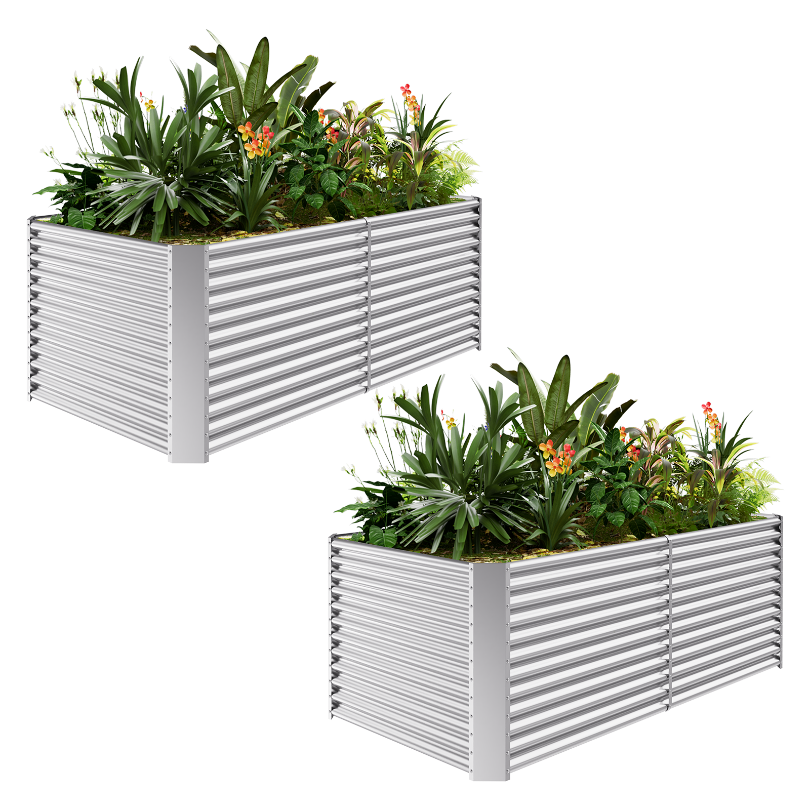 2-Pack 36" Tall Rectangular 8x4x3ft Galvanized Raised Garden Bed