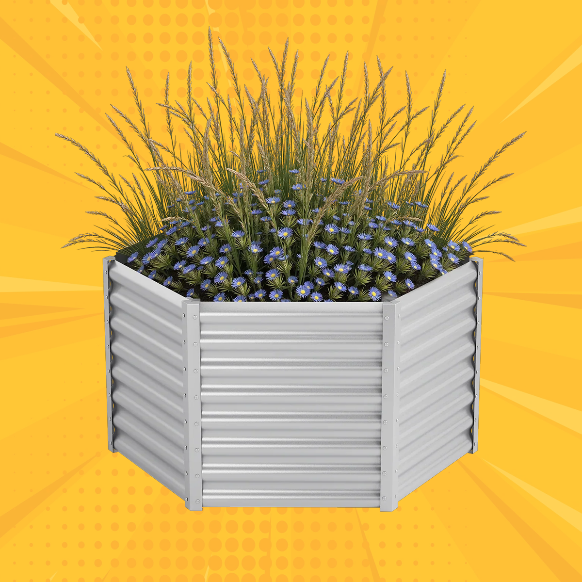 24'' Tall Hexagon 4.5x4.5x2ft Galvanized Raised Garden Beds-Side length 2.2ft
