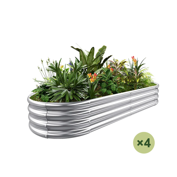 4-Pack Oval 6x3x1ft Galvanized Raised Beds | Durable – Land Guard