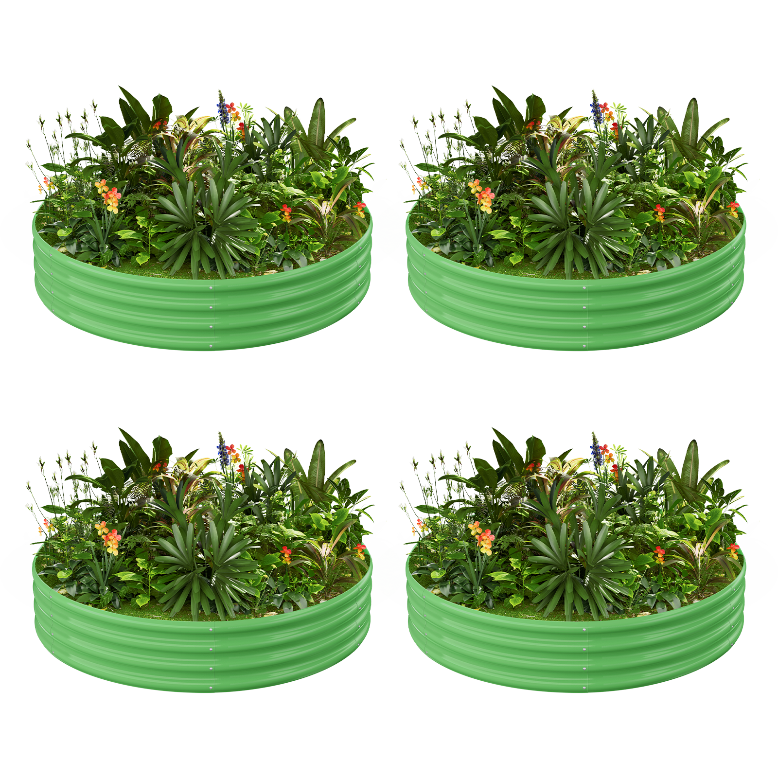 4-Pack Round 4x4x1ft Galvanized Raised Garden Bed