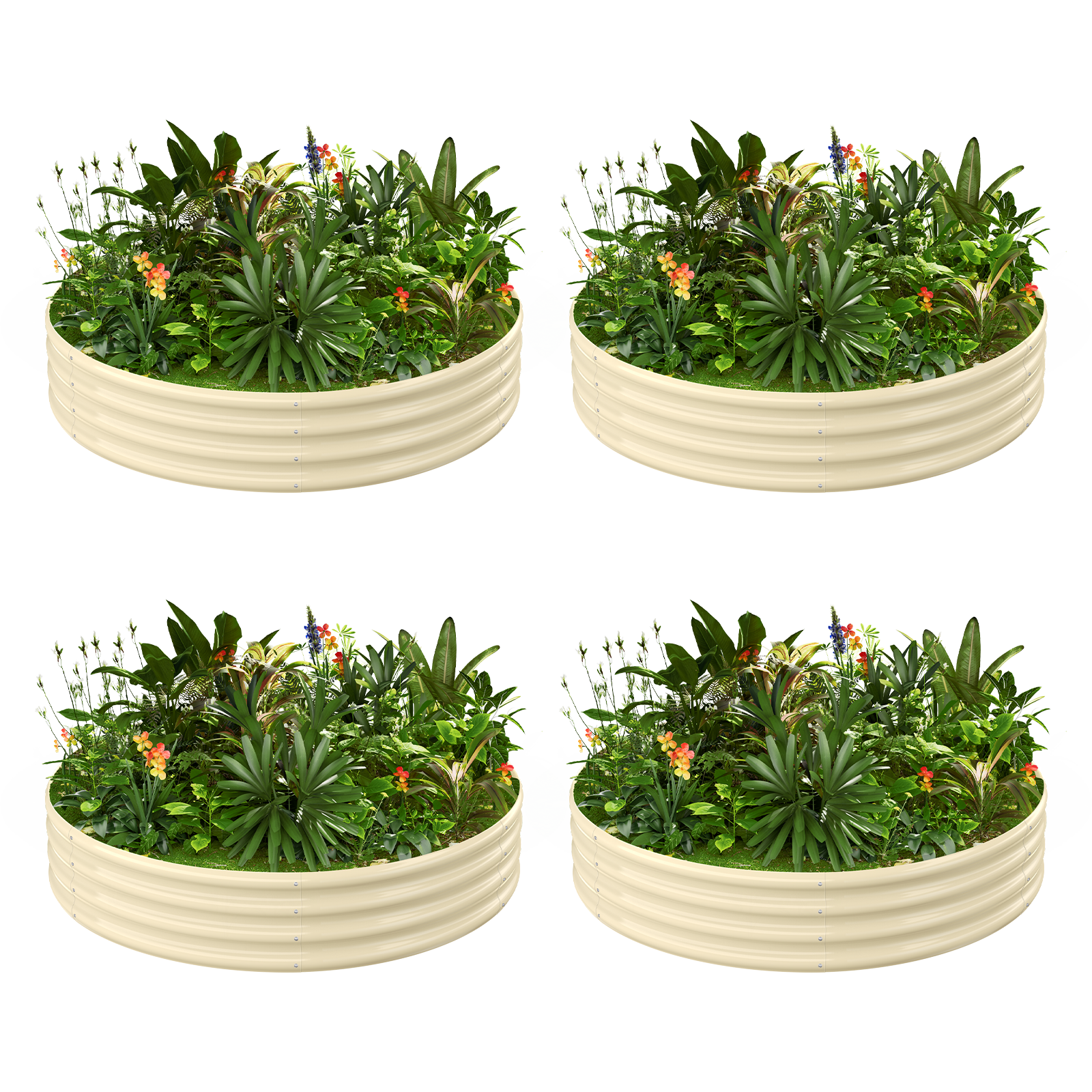 4-Pack Round 4x4x1ft Galvanized Raised Garden Bed