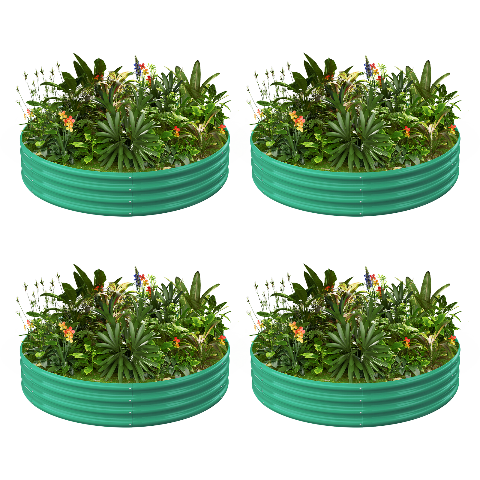 4-Pack Round 4x4x1ft Galvanized Raised Garden Bed