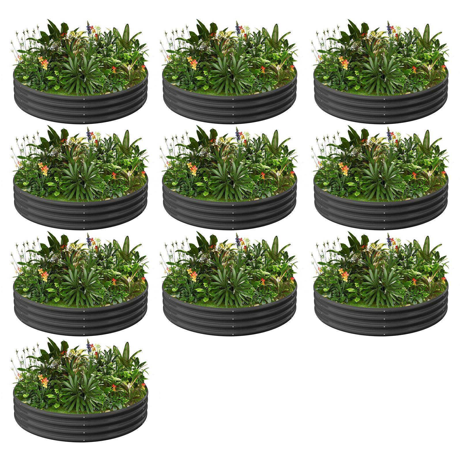 10-Pack Round 4x4x1ft Galvanized Raised Garden Bed