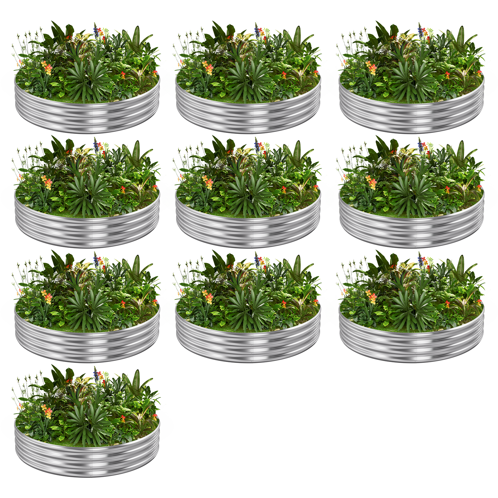 10-Pack Round 4x4x1ft Galvanized Raised Garden Bed