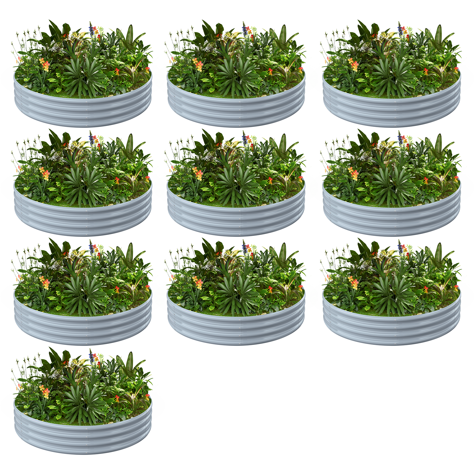10-Pack Round 4x4x1ft Galvanized Raised Garden Bed