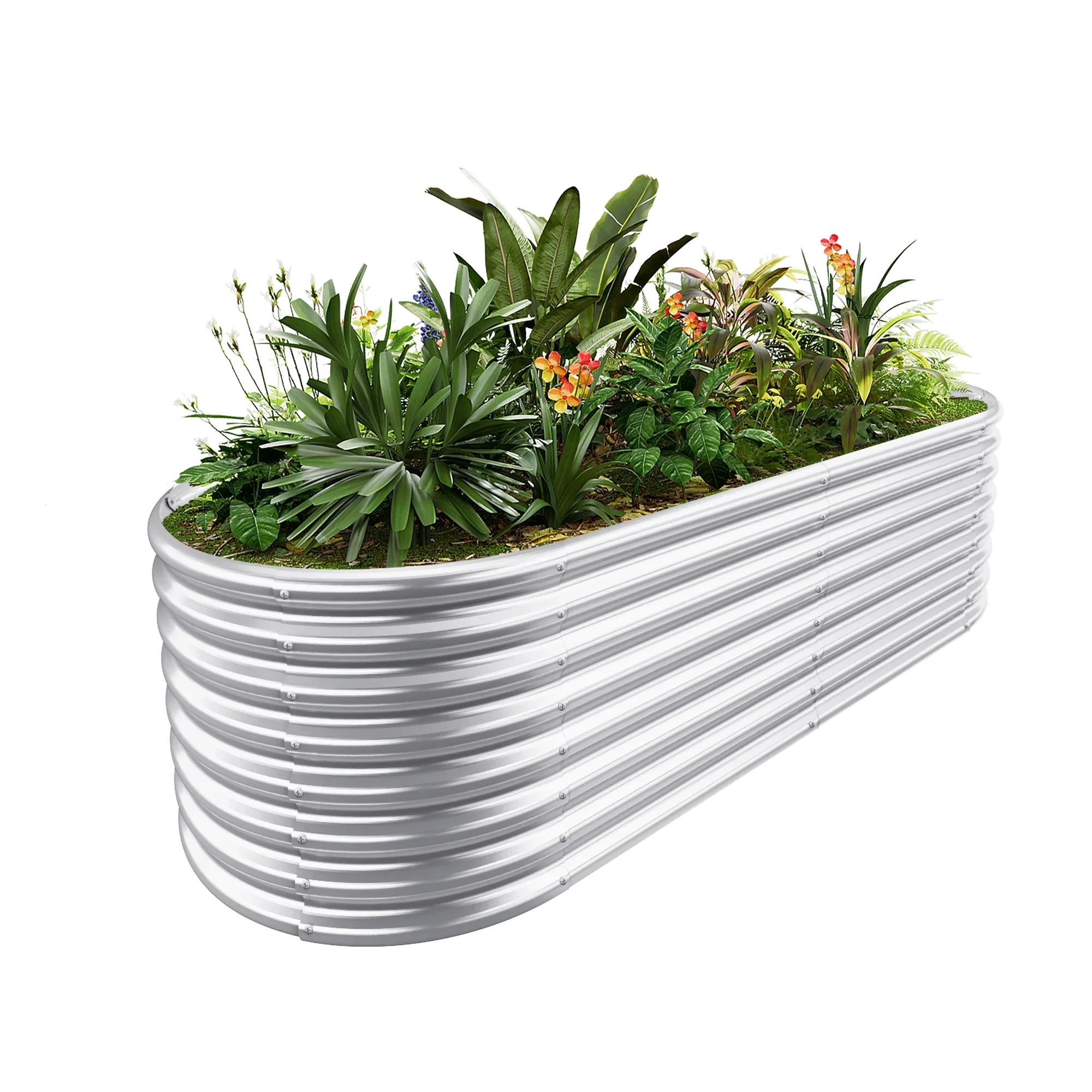 24" Tall Oval Galvanized Raised Garden Bed