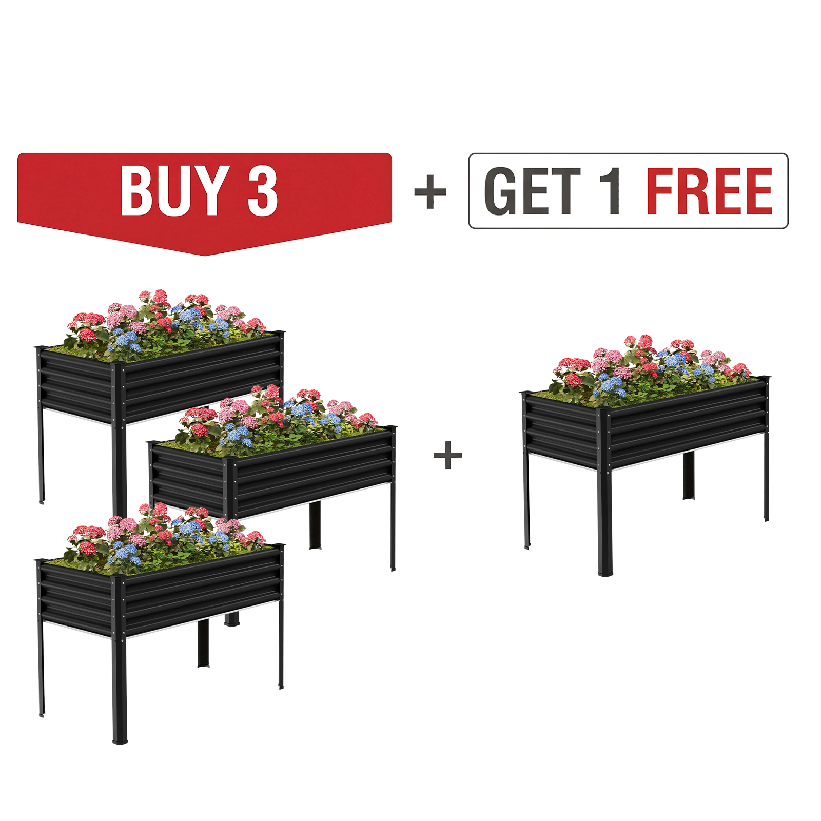 4-Pack 4x2x2.7ft Galvanized Raised Garden Bed with Legs