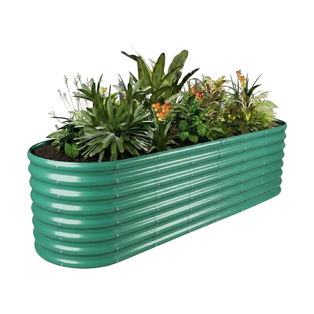 24" Tall Oval 8x2x2ft Galvanized Raised Garden Bed