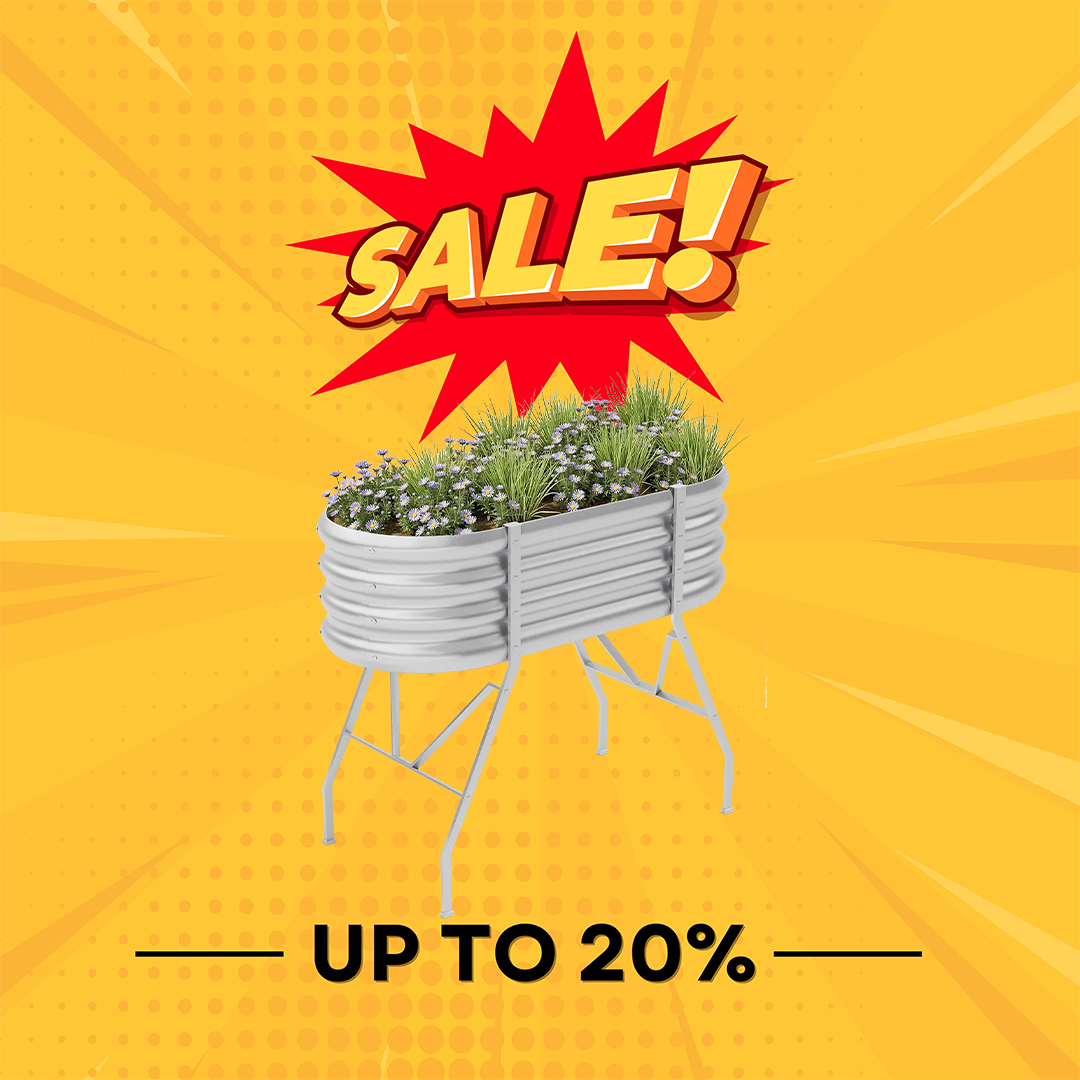 4x2x2.7ft Oval Galvanized Raised Garden Bed with Legs