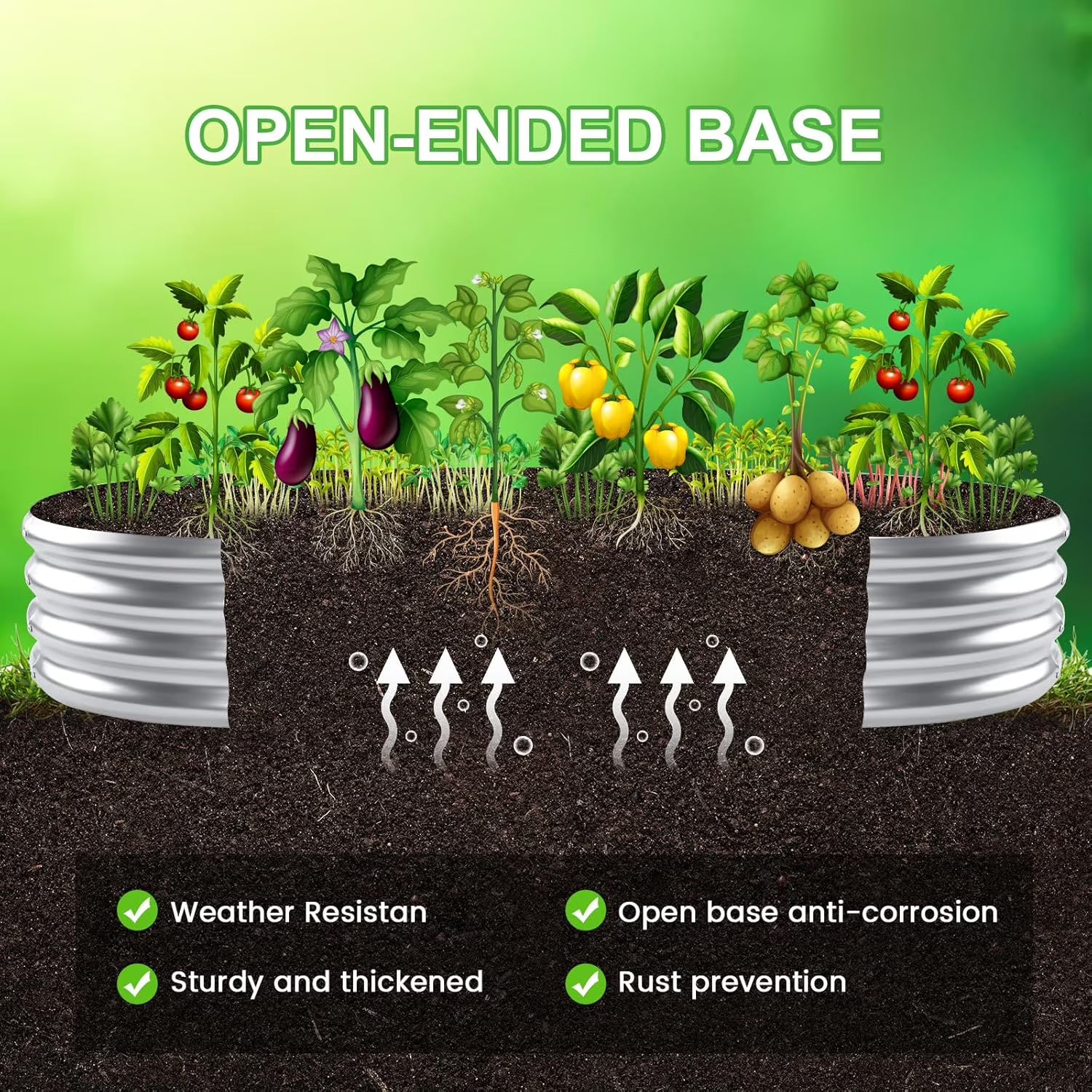 3-Pack 8×4×1ft Raised Garden Bed，Outdoor Galvanized Planter Boxes, Oval Large Metal Raised Garden Beds for Vegetables (Starlight Silver)
