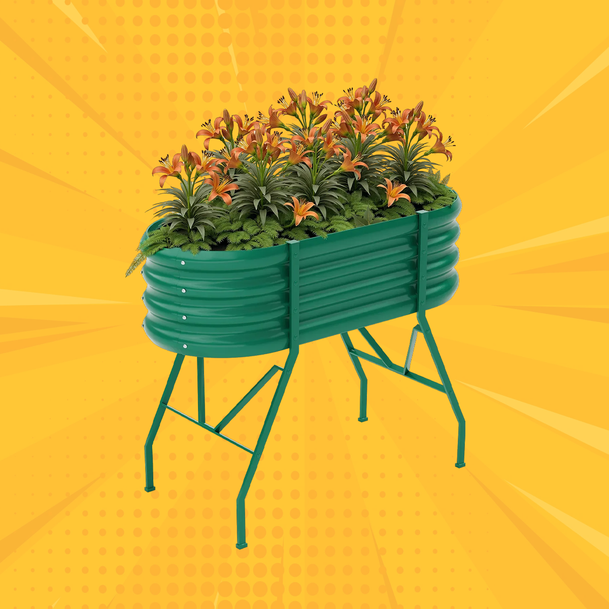 4x2x2.7ft Oval Galvanized Raised Garden Bed with Legs