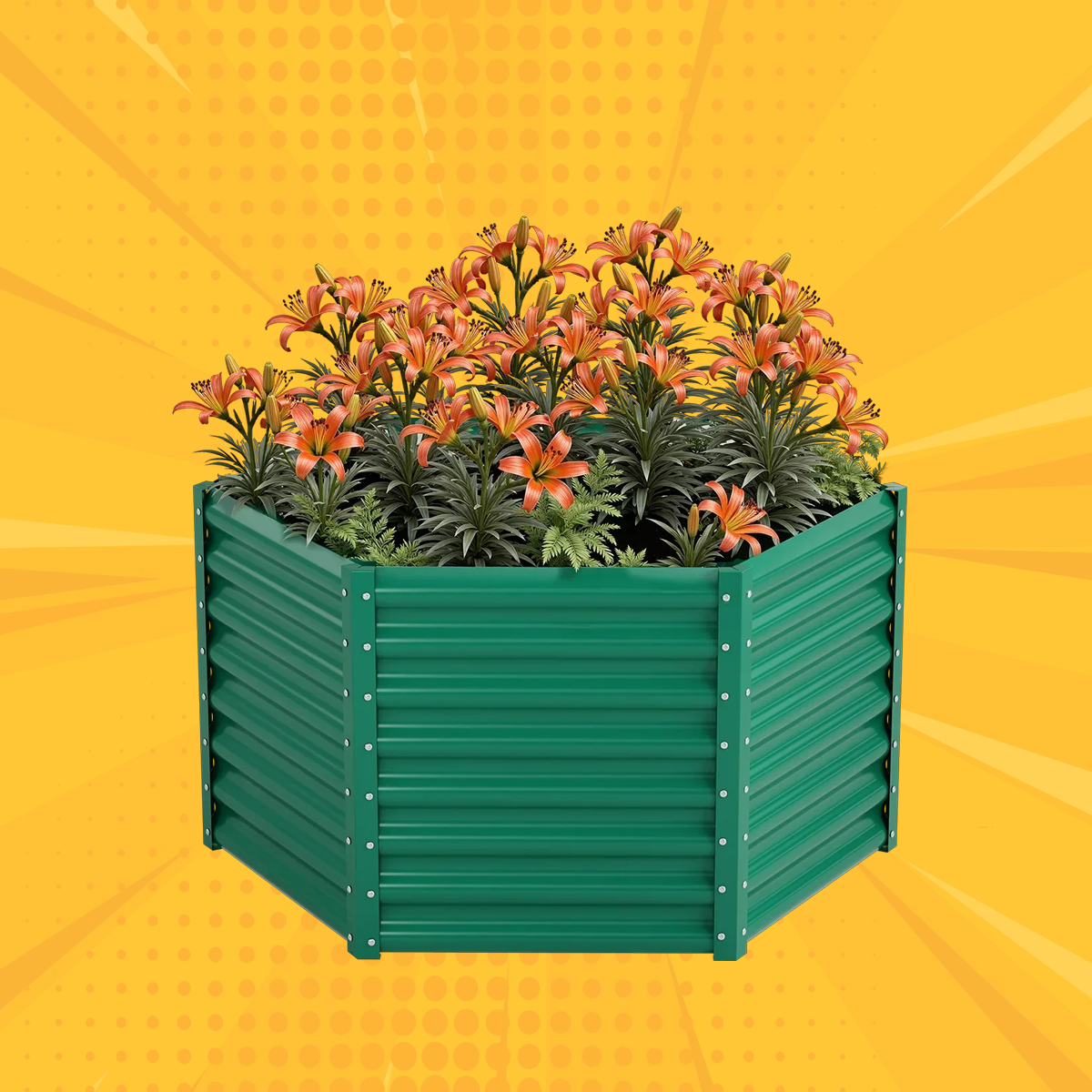 24'' Tall Hexagon 4.5x4.5x2ft Galvanized Raised Garden Beds-Side length 2.2ft