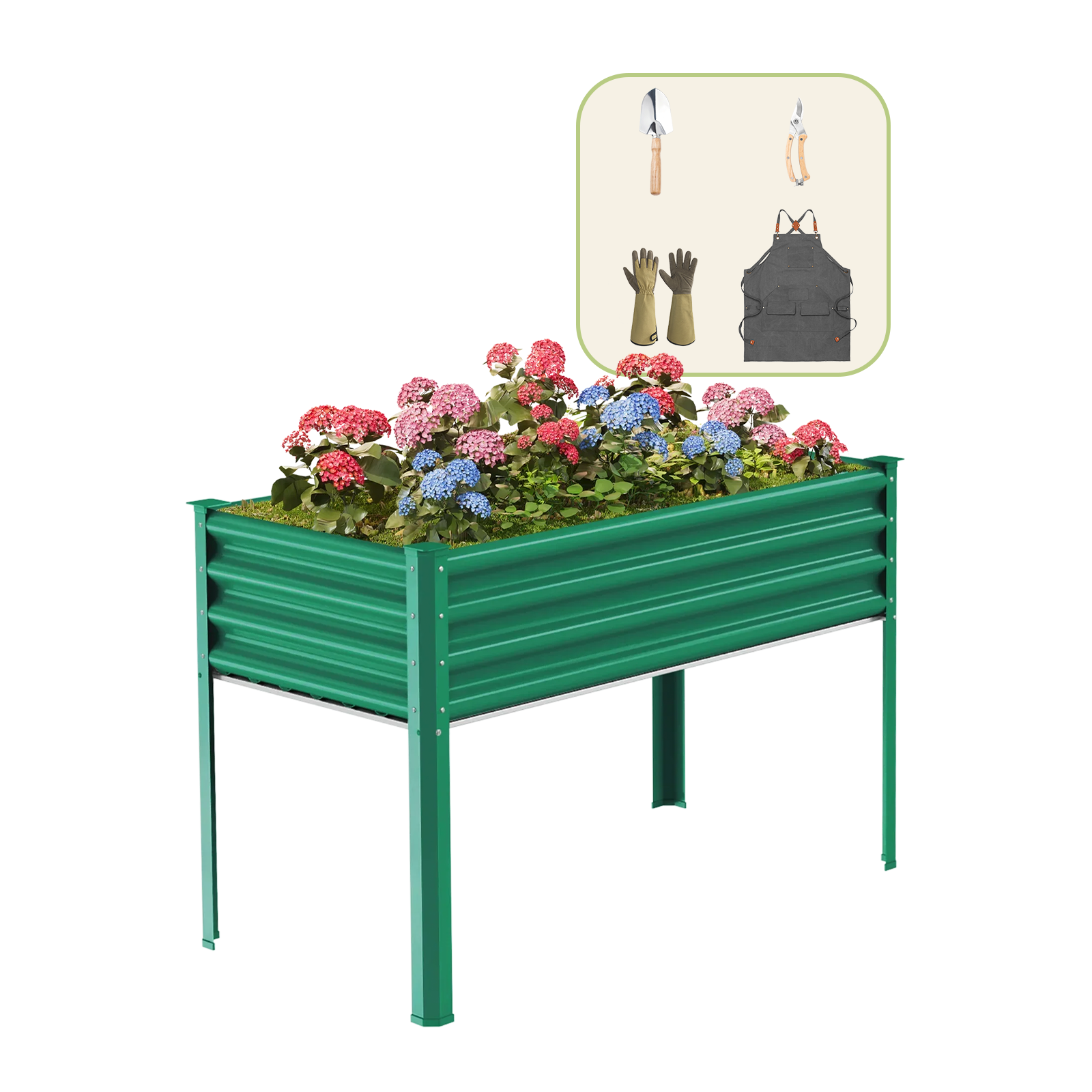 4x2x2.7ft Galvanized Raised Garden Bed with Legs+Gardening Gift Pack