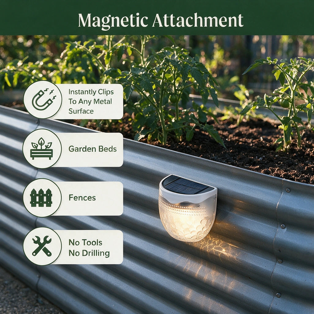 Solar Garden Light – Magnetic Mount, Waterproof, 5-8Hr Runtime