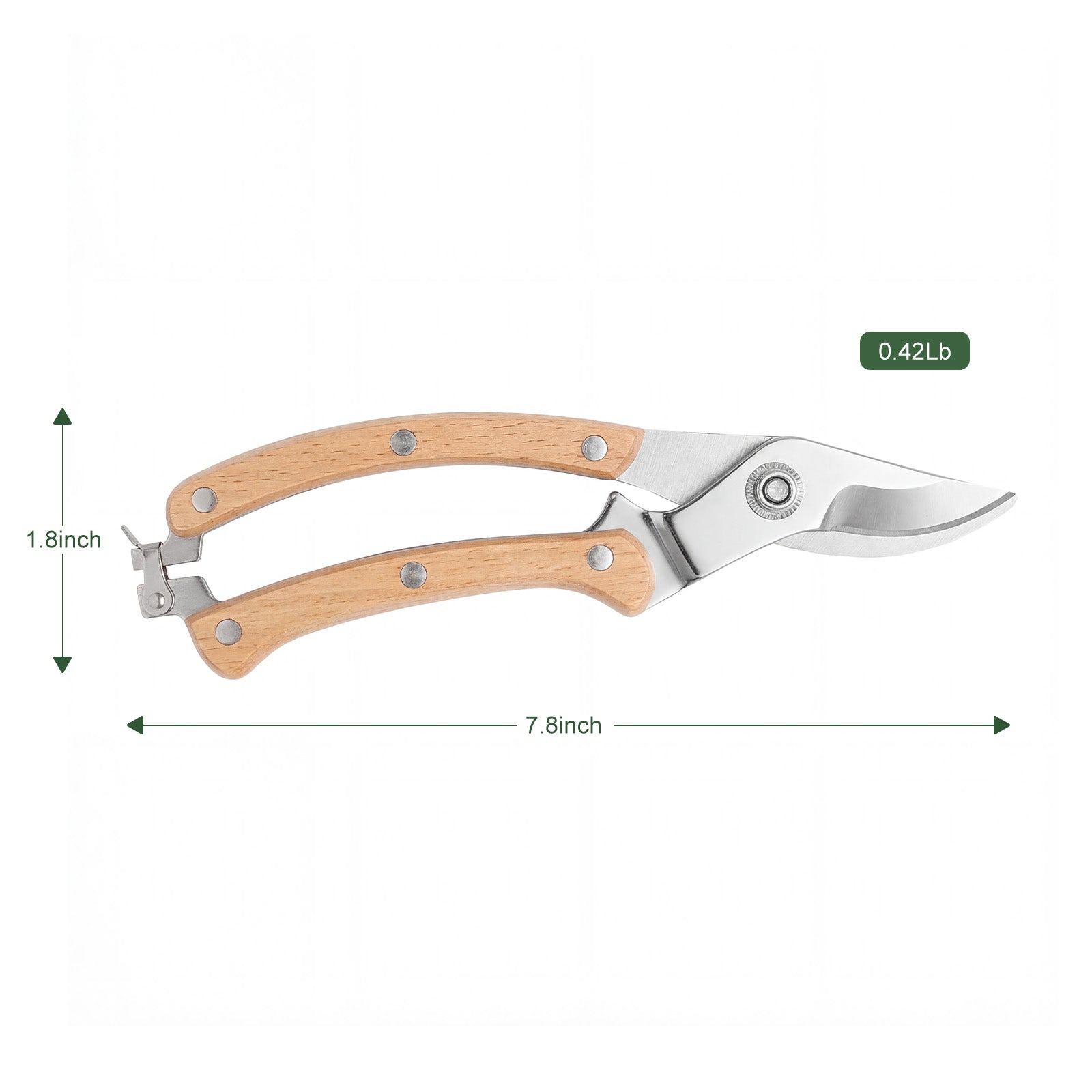 Landguardgarden 7.5-Inch Gardening Wooden Handle Pruning Shears