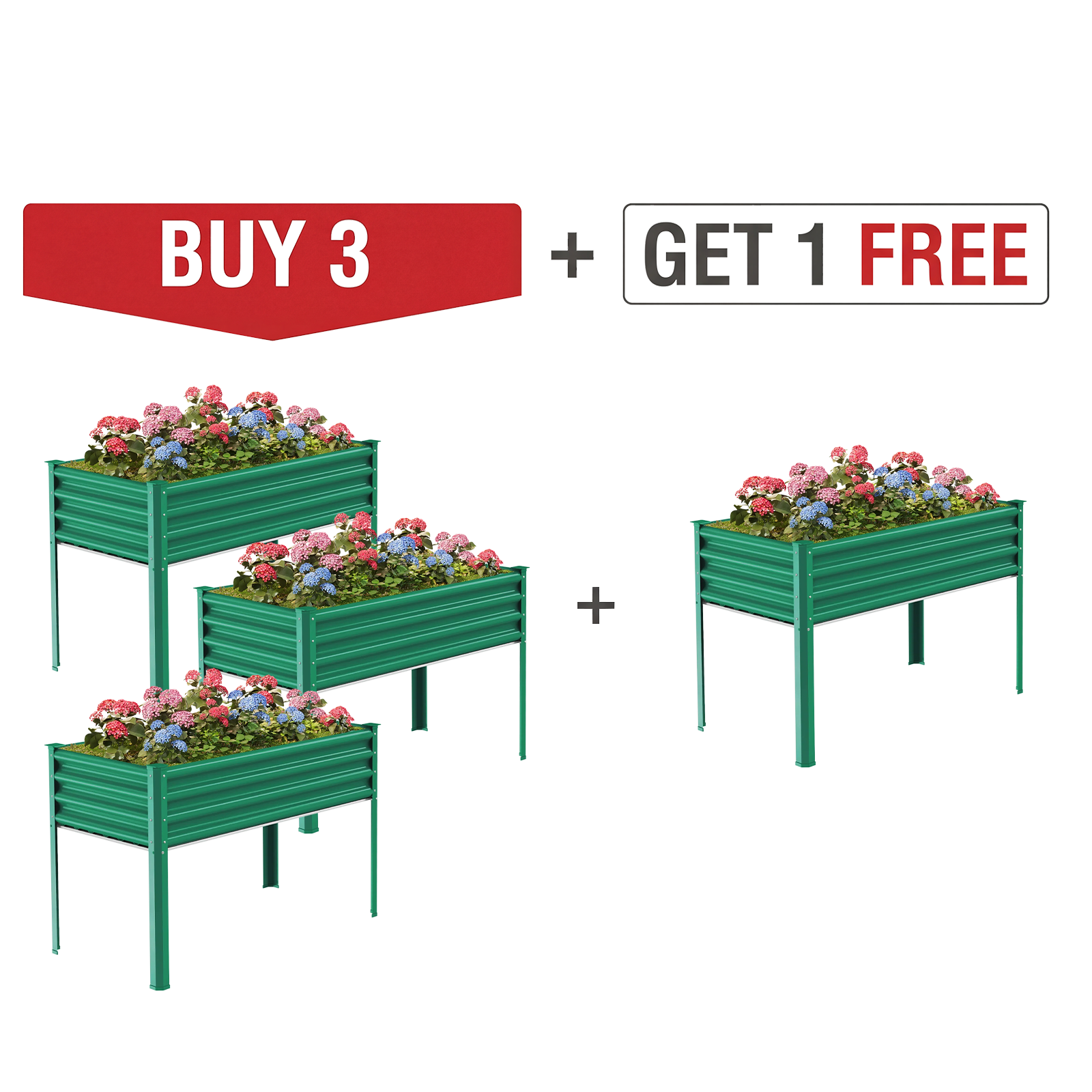 4-Pack 4x2x2.7ft Galvanized Raised Garden Bed with Legs