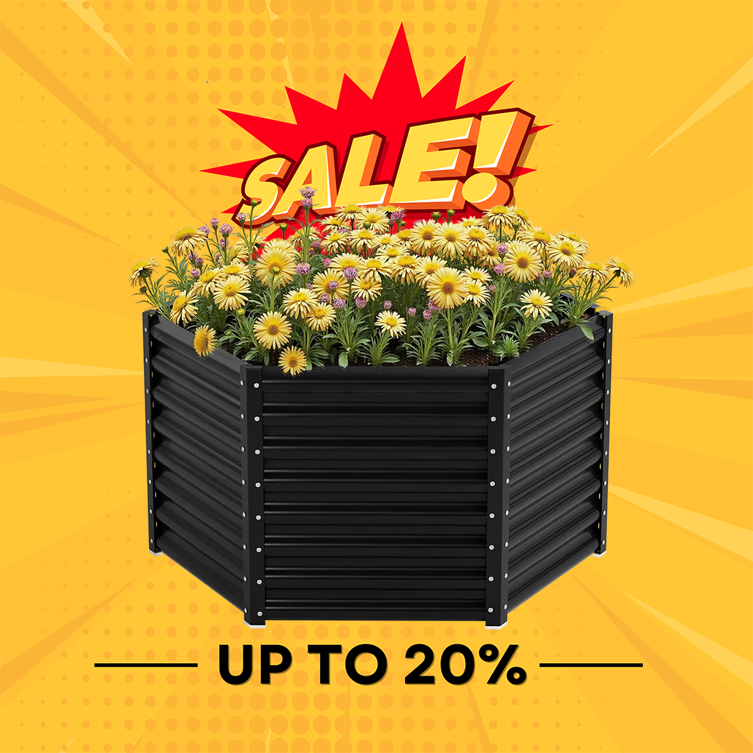24'' Tall Hexagon 4.5x4.5x2ft Galvanized Raised Garden Beds-Side length 2.2ft