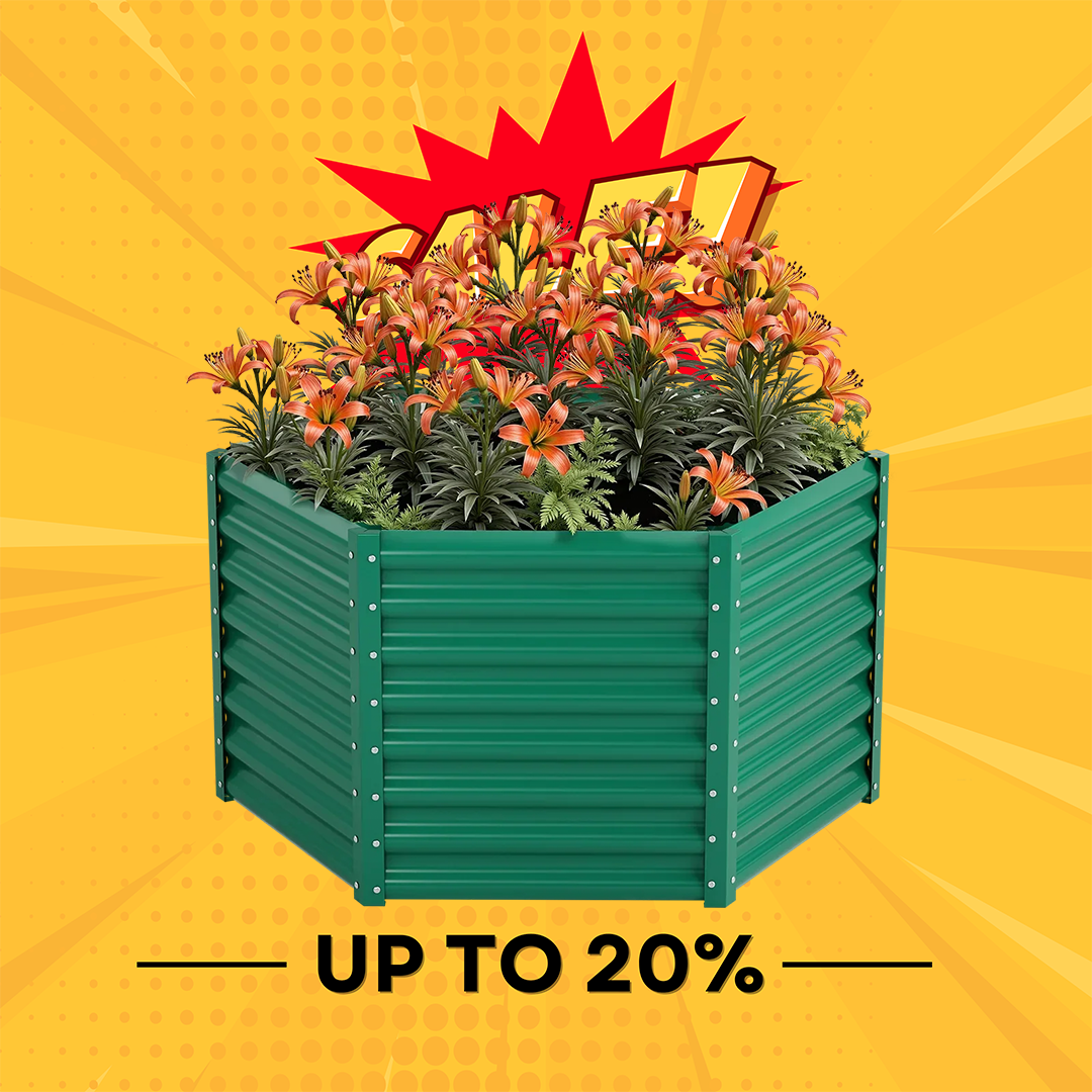 24'' Tall Hexagon 4.5x4.5x2ft Galvanized Raised Garden Beds-Side length 2.2ft
