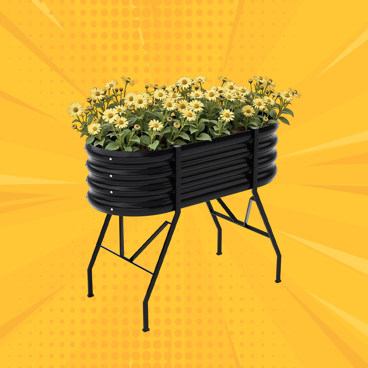 4x2x2.7ft Oval Galvanized Raised Garden Bed with Legs