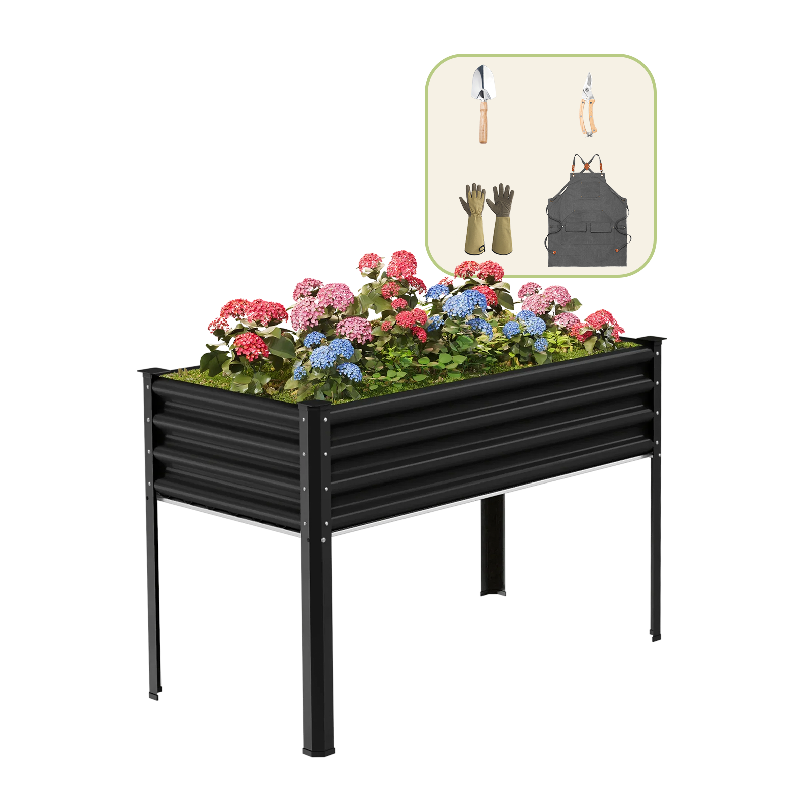 4x2x2.7ft Galvanized Raised Garden Bed with Legs+Gardening Gift Pack