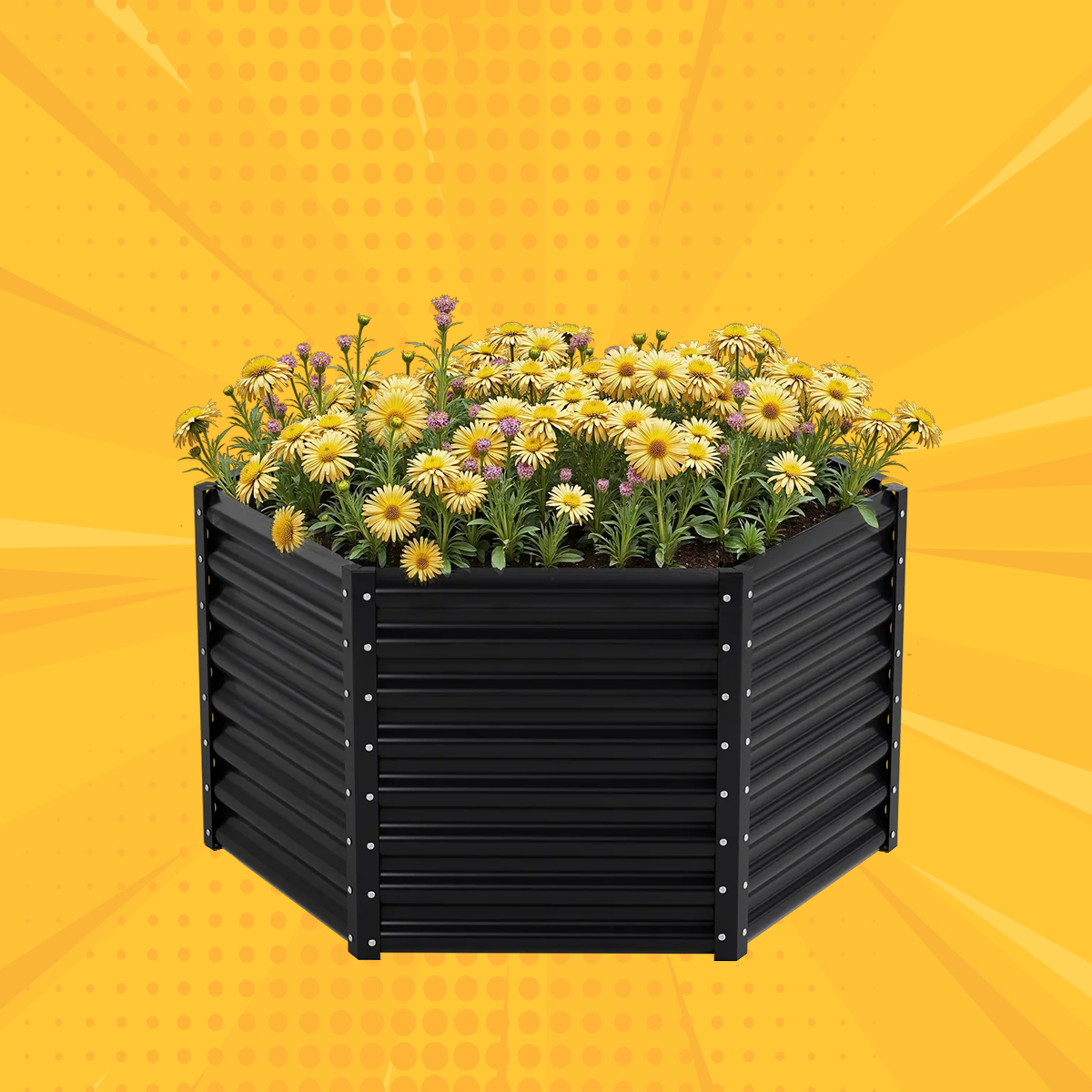 24'' Tall Hexagon 4.5x4.5x2ft Galvanized Raised Garden Beds-Side length 2.2ft