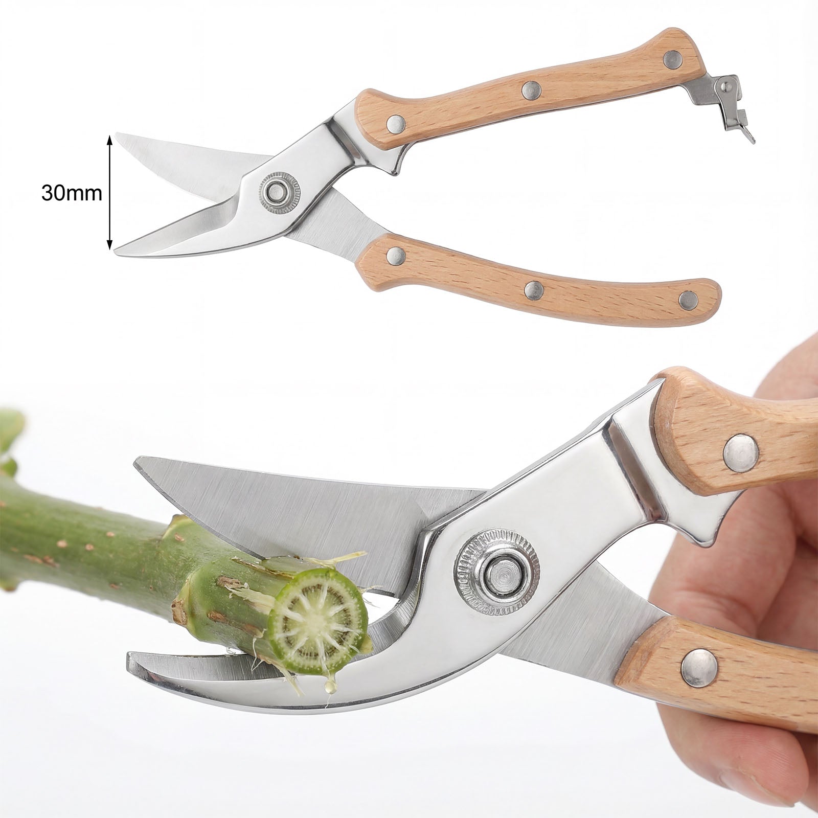 Landguardgarden 7.5-Inch Gardening Wooden Handle Pruning Shears