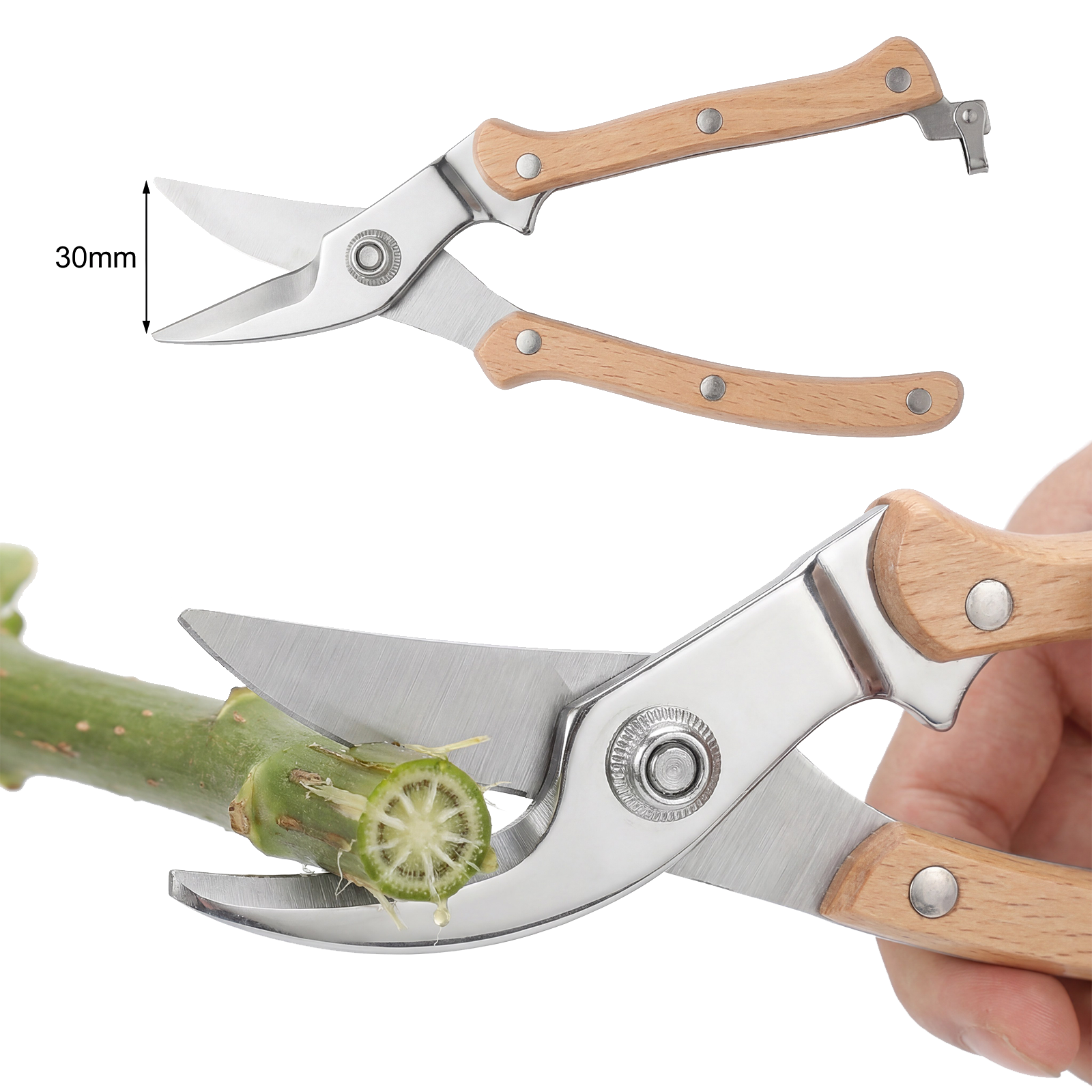 Wood Handle Pruning Shears (7.8