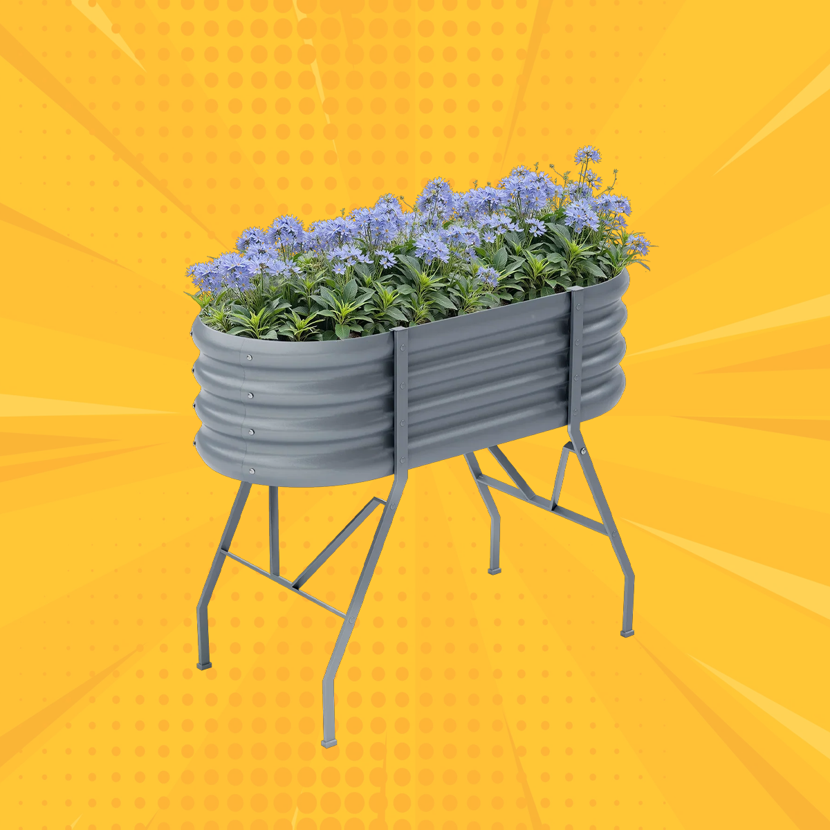 4x2x2.7ft Oval Galvanized Raised Garden Bed with Legs