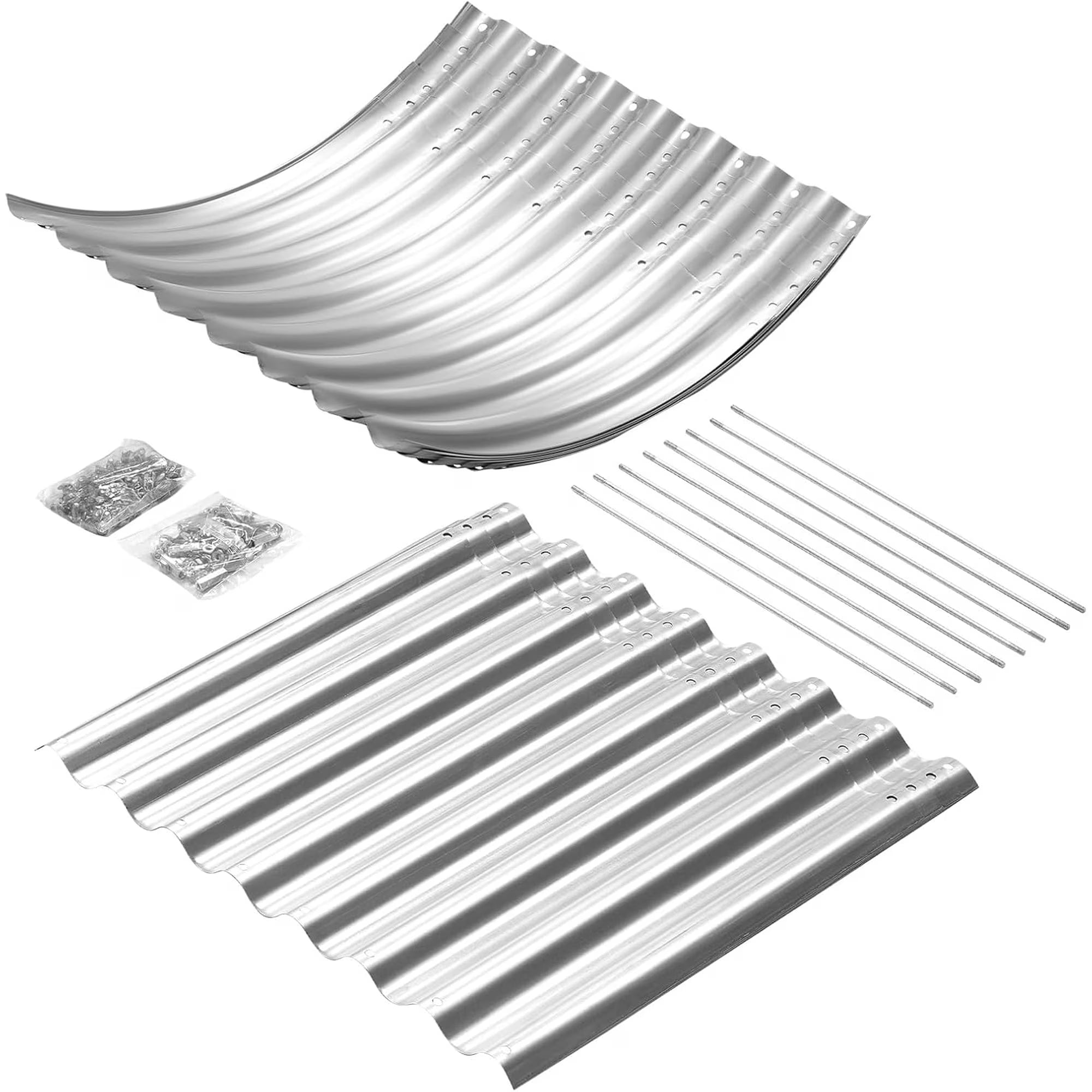 2-Pack 8×4×2ft Raised Garden Bed Outdoor Galvanized Planter Boxes Oval Large Metal Raised Garden Beds for Vegetables (Sliver)