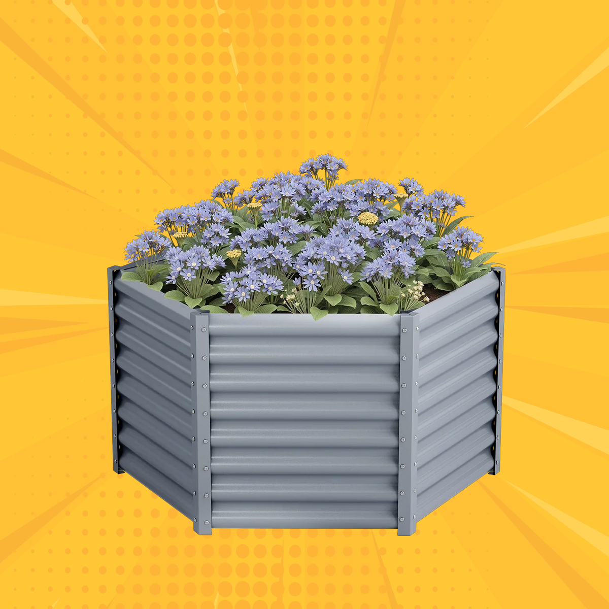 24'' Tall Hexagon 4.5x4.5x2ft Galvanized Raised Garden Beds-Side length 2.2ft